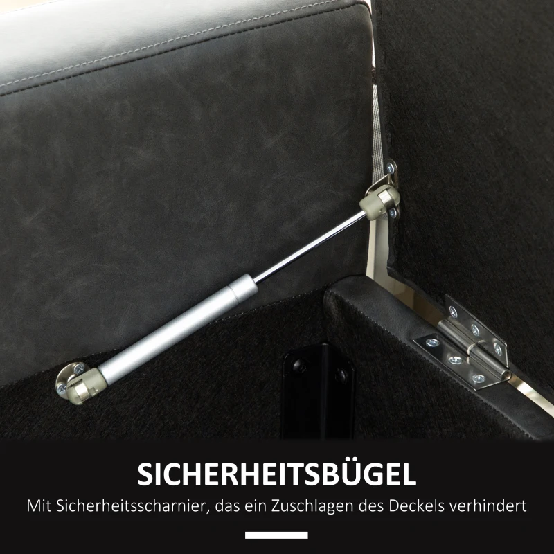 HOMCOM Sitzbank mit Stauraum, eleganter Kunstlederbezug, Soft-Close-Scharniere, dunkelgrau, 139 x 49 x 68cm