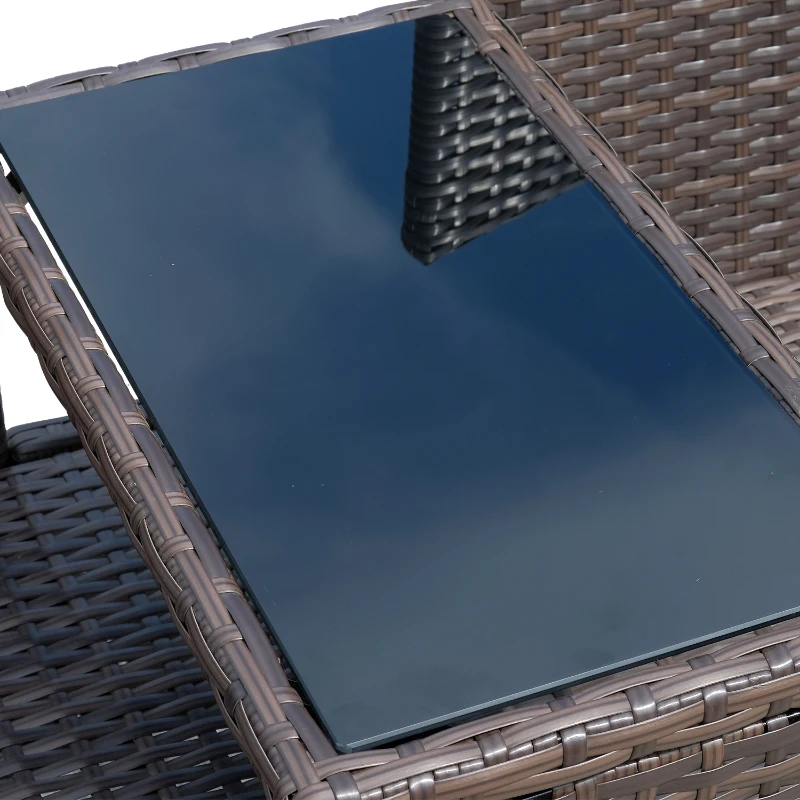 Outsunny Divano da Giardino a 2 Posti con Tavolino con Cuscini Poly Rattan 63 × 133 × 84cm Marrone