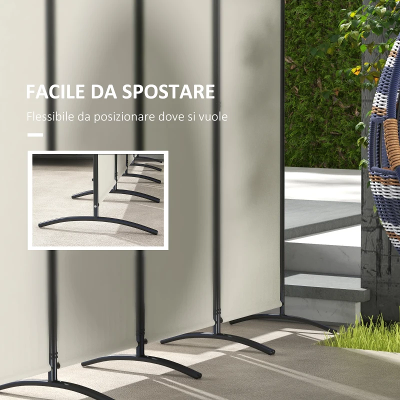 Outsunny Paravento da Esterno e Interno a 4 Pannelli Pieghevole, 221x50x172cm, Crema