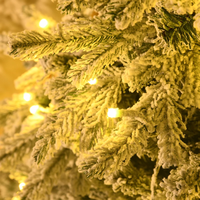 HOMCOM Künstlicher Weihnachtsbaum, Christbaum, inkl. Kunstschnee, LED-Lichter, 180 cm, Grün + Weiß