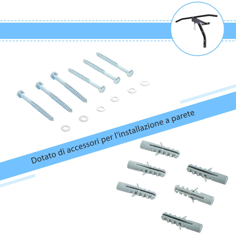 HOMCOM Staffa di supporto per sacco da boxe con barra per trazioni, 93x47x51cm, Nero