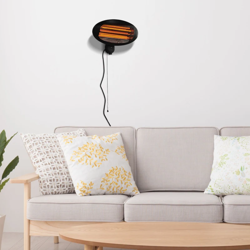 Outsunny chauffage extérieur radiant infrarouge électrique mural chauffage d'appoint sans CO₂ 3 modes 650/1300/2000 W certifié IP34 capacité 25 m² réflecteur acier inox. noir