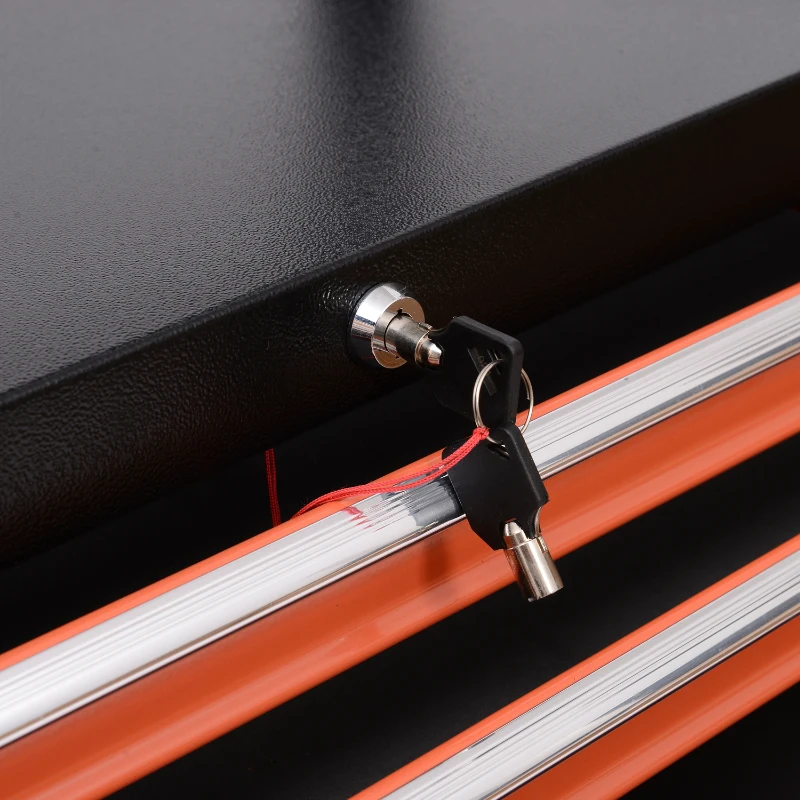 HOMCOM Carro Caja de Herramientas Taller Movil 7 Cajones 1 Cerradura 2 llaves 4 Ruedas