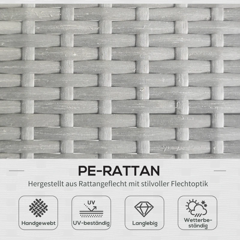 Outsunny Outdoor-Sitzgruppe, Ecksofa mit Beistelltisch, Polyrattan/Stahlrahmen, Hellgrau