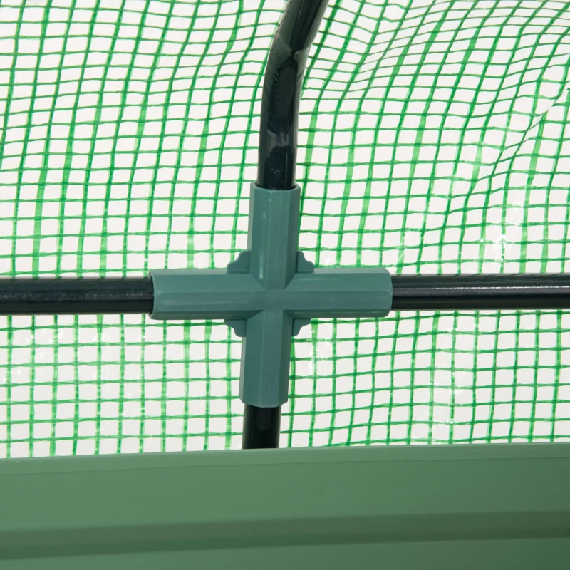 Outsunny Letto per Orto con Serra da Giardino, Acciaio con Copertura PE, Finestra Avvolgibile, 127x95x92cm