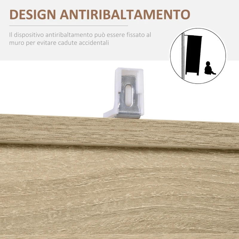 HOMCOM Libreria Scaffale in Legno, Mobiletto Multiuso con 3 Ripiani 4 Scompartimenti e 2 ante, 61.5x29.5x80cm