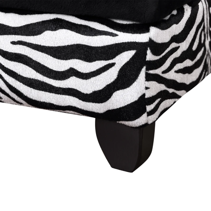 PawHut Divano per Cani di Taglia Piccola e Media con Spazio Portaoggetti, in Legno e Peluche, 57x34x36 cm, Bianco e Nero