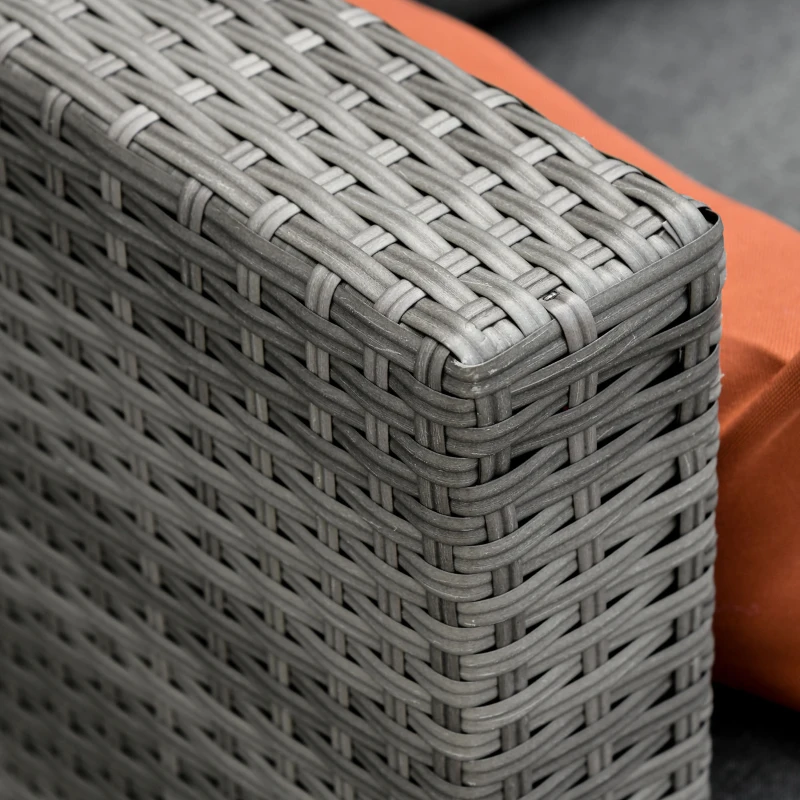 Outsunny Mobili da Giardino Set 3 Pezzi in Rattan PE con 2 Divani e Tavolino da Caffè, Grigio