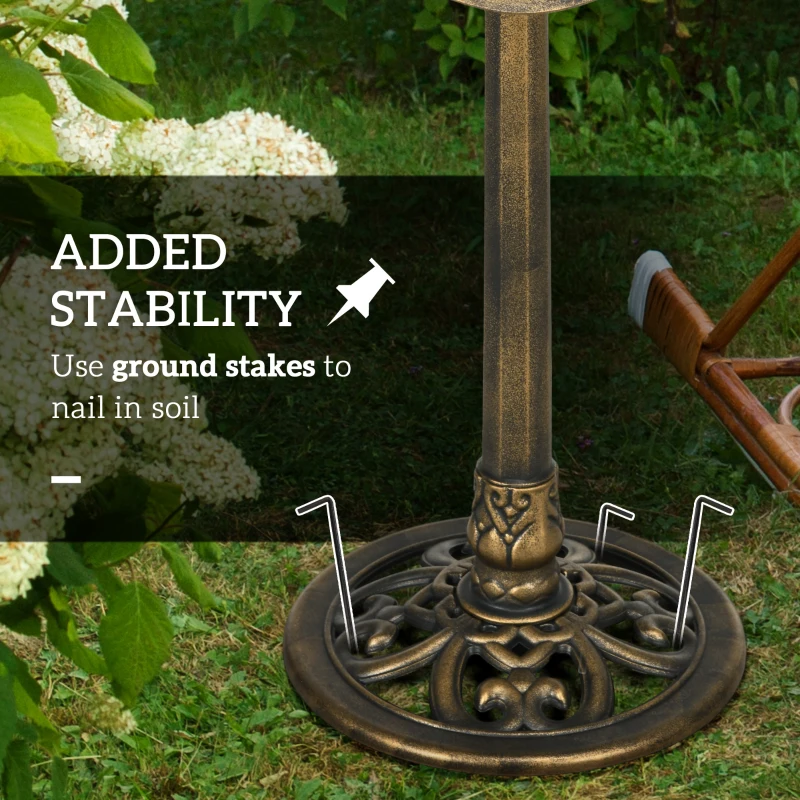 Outsunny 71cm Bird Bath for Garden, Standing Pedestal Birdbath with Lotus Leaf Basin, Vintage Decorative Bird Bath Bowl for Outdoor, Bronze Tone