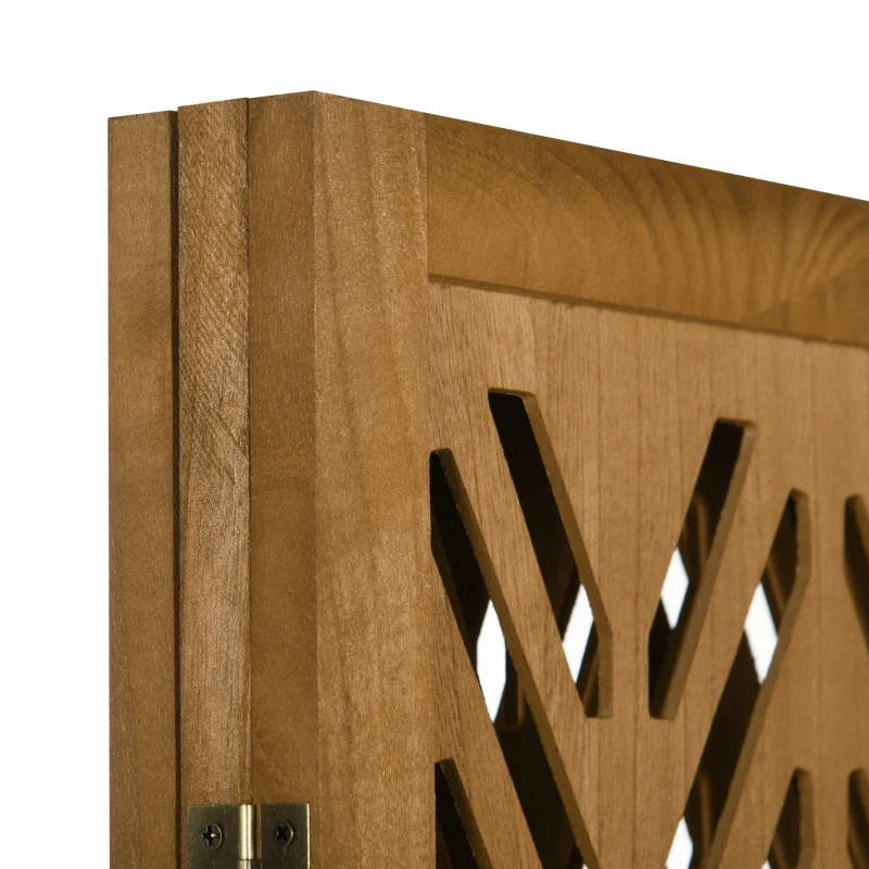 HOMCOM Separador de Ambientes Plegable de 3 Paneles 120x1,7x170 cm Biombo de Madera con Patrones Geométricos Natural