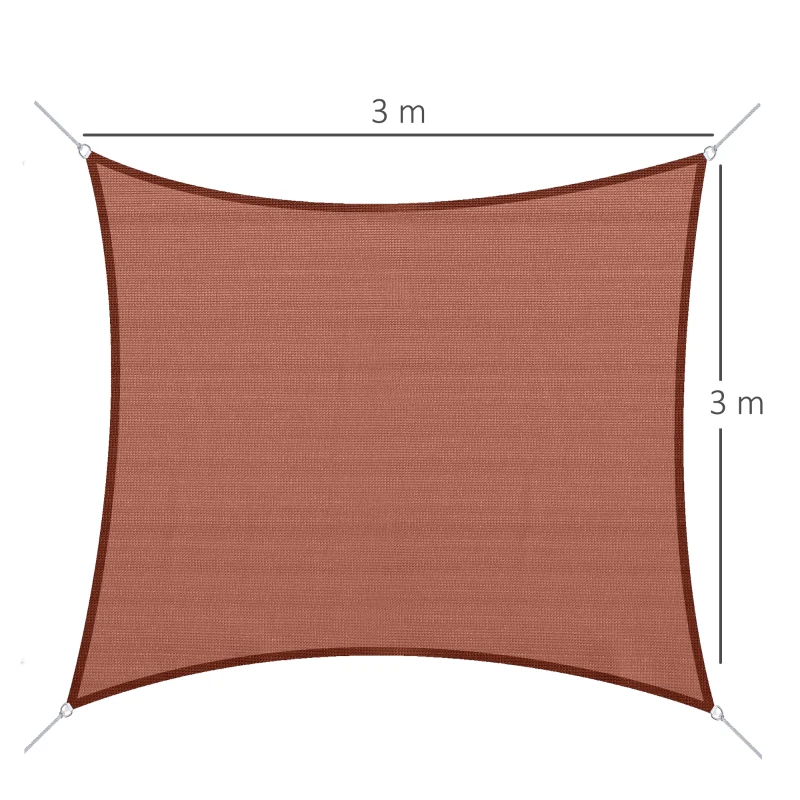 Outsunny Voile d'ombrage rectangulaire 3 x 3 m polyéthylène Haute densité Protection UV Avec sac de rangement - Coloris rouille