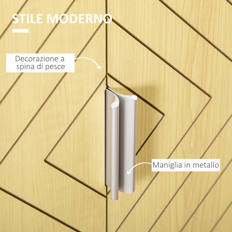 HOMCOM Credenza Moderna in Legno, Mobiletto Multiuso con Ripiani per Soggiorno, Camera o Ingresso con 2 Antine e Mensola Regolabile, 60x40x80cm