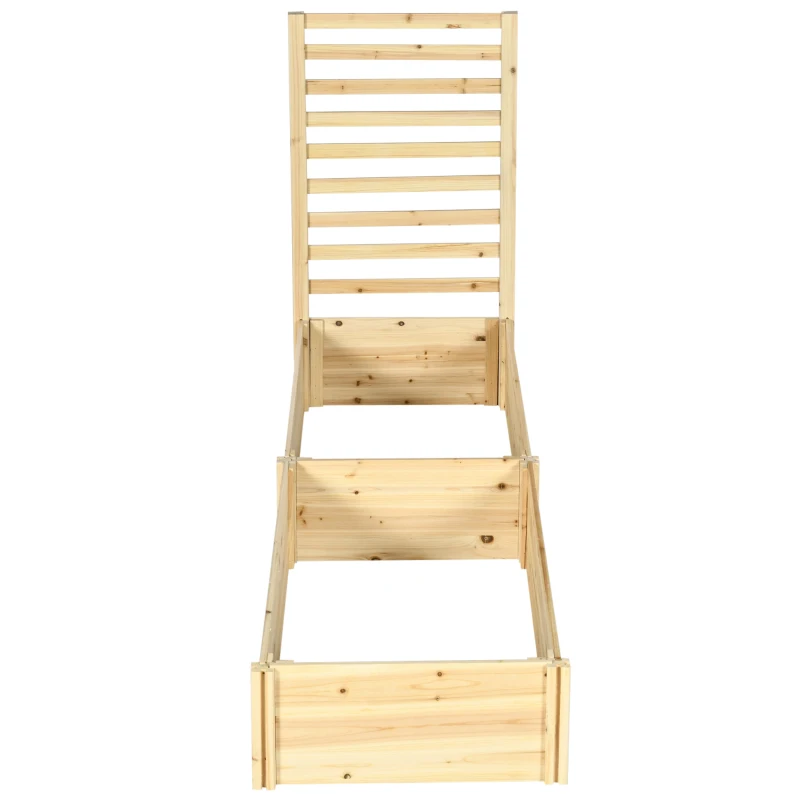 Outsunny Jardinera Exterior Grande de Madera con Enrejado para Plantas Trepadoras 2 Cajas de Cultivo 230x60x110 cm Natural