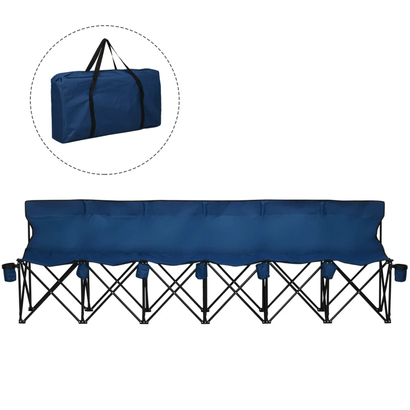 Outsunny 6 Seater Folding Camping Chair with Cup Holder & Carry Bag - Blue