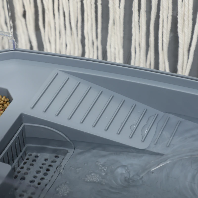 PawHut Vasca per Tartarughe Multifunzione con Tubo e Pompa d'acqua, 62x31x 23cm, Bianca