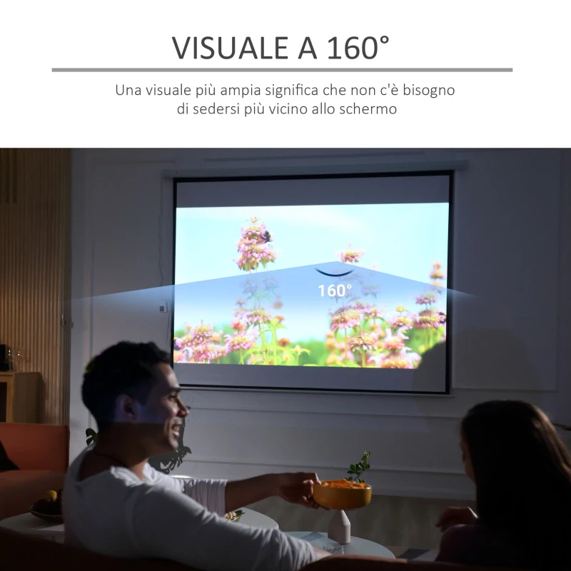 HOMCOM Schermo per Proiettore 120 Pollici Formato 4:3 Regolabile con Telecomando, Schermo di Proiezione Motorizzato Compatto, Installazione a Parete o Soffitto, 244x183 cm, Bianco