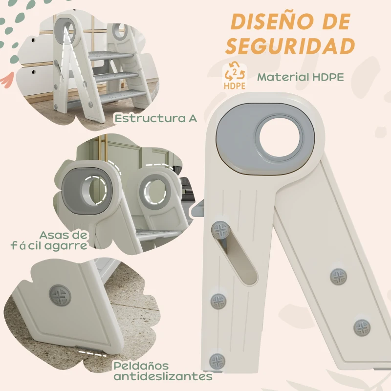 AIYAPLAY Torre de Aprendizaje Ajustable Escalera para Niños de +18 Meses Antideslizante para Baño Cocina Librería Gris y Blanco