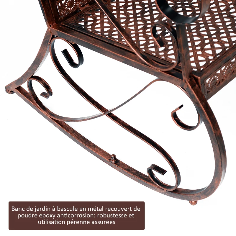 Outsunny Banc à Bascule en Bronze 2 Places Style Vintage