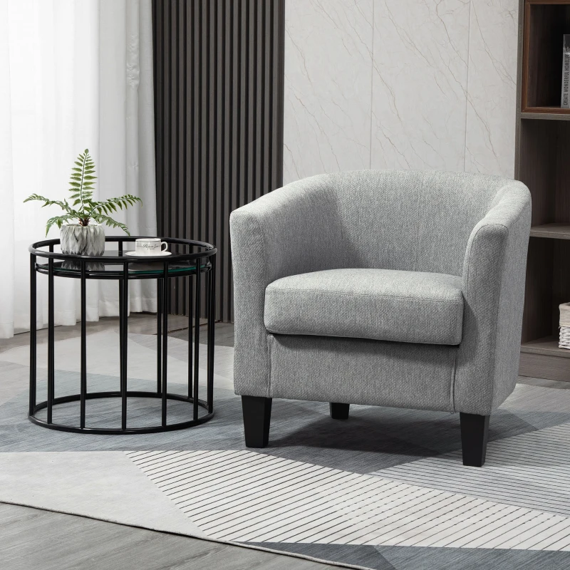 HOMCOM Poltrona Moderna Imbottita con Seduta Profonda, Poltroncina da Camera e Soggiorno, 75x72x74cm, Grigio