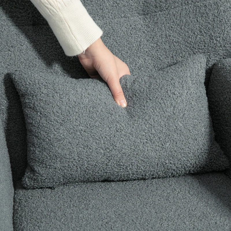 HOMCOM Schommelstoel, Pluizige Bekleding, Lendekussen, Antislip, Tot 120 kg, Grijs(m-9)