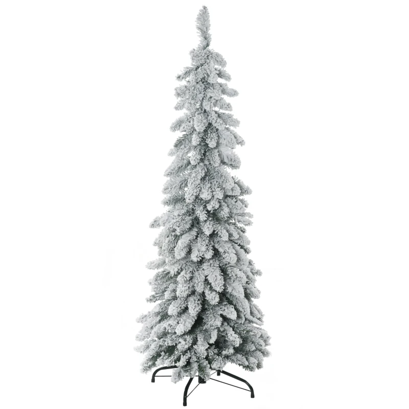 HOMCOM Arbre de Noël artificiel avec support en acier 253 branches enneigées socle pliable hauteur 135 cm vert