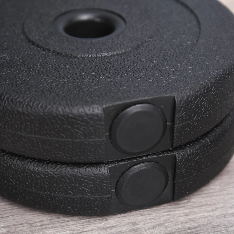 HOMCOM Ensemble d'haltères Courtes Total 20 Kg - Dumbbell Paires -Poids réglable - Barres incluses - Entraînement Musculaire & haltérophilie - Acier HDPE Noir