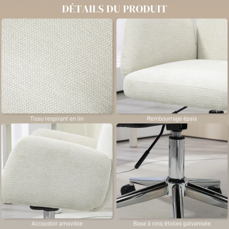 HOMCOM Fauteuil de bureau contemporain dossier accoudoirs grand confort hauteur réglable pivotant 360° piètement chromé
