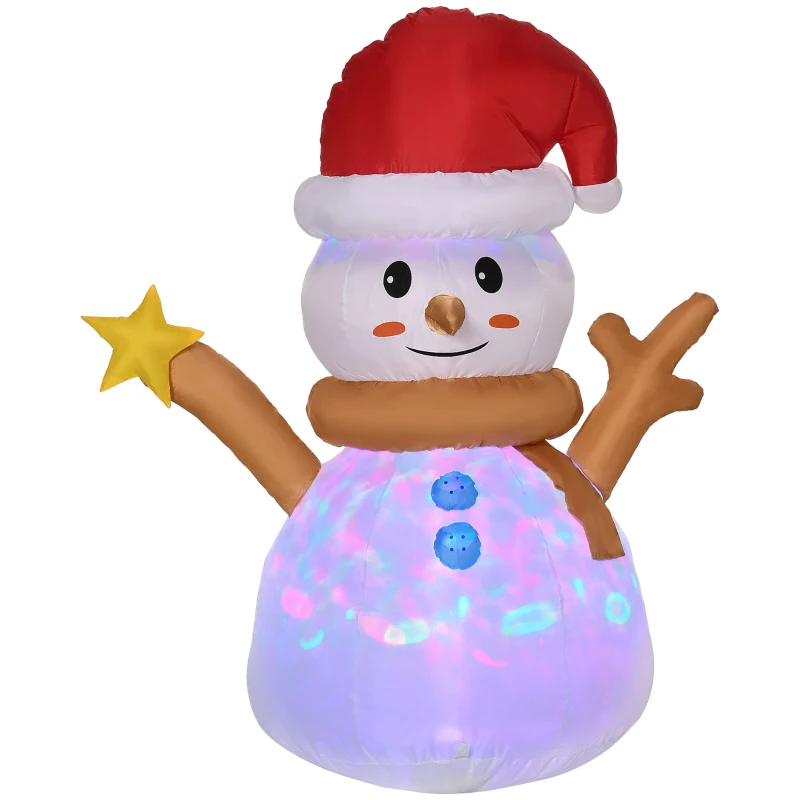 Outsunny Pupazzo di Neve Gonfiabile con Luce LED Colorata con Gonfiatore Incluso, 97x50x120cm