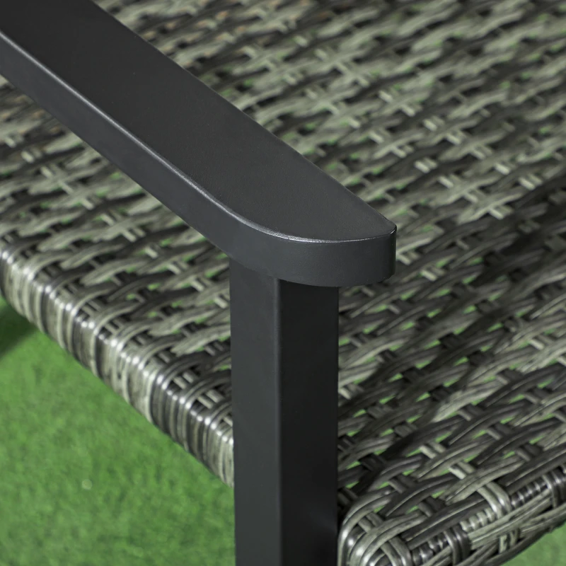 Outsunny Outdoor Schaukelstuhl, Rattanoptik, rostfreies Stahlgestell, 62 x 75 x 95 cm, Grau/Schwarz