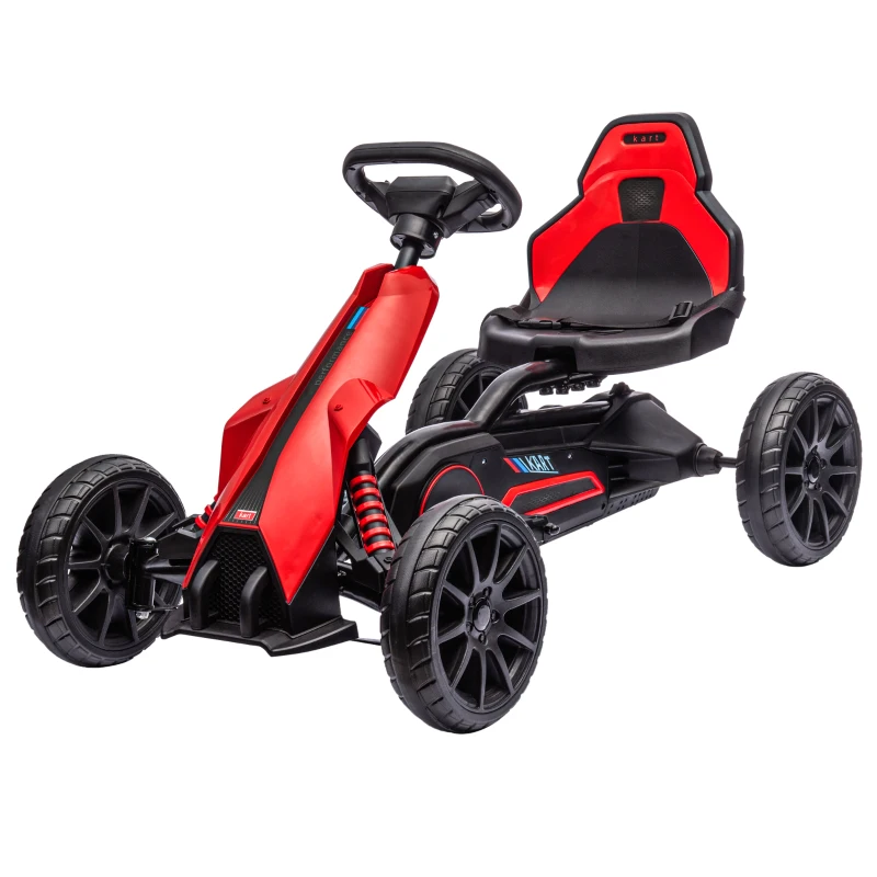 HOMCOM 12V Electric Go-Kart for Kids, Ride-On Racing Go-Kart, with Forward and Reversing Functions, for Ages 3-8 Years - Red