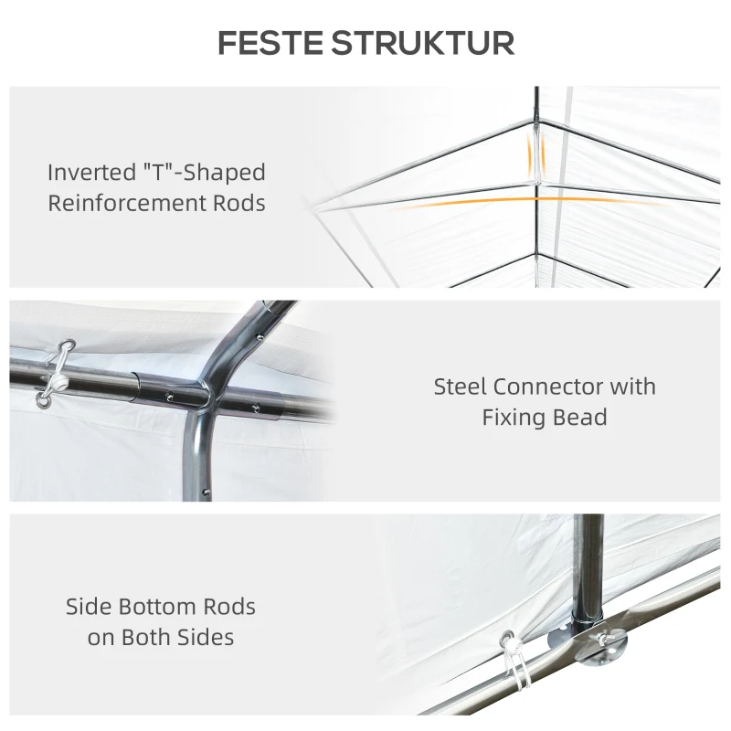 Outsunny Pavillon 6 x 3 m, Partypavillon, abnehmbare Seitenwände, mit aufrollbaren Türen + Fenstern, Weiß