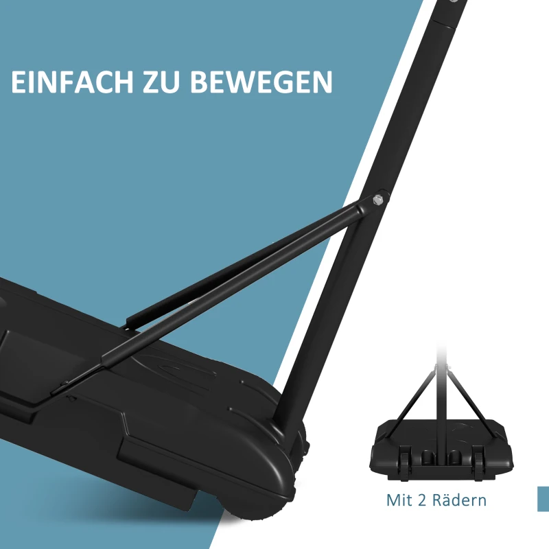 SPORTNOW Basketballständer, höhenverstellbar, mobil, befüllbar, bruchsichere Rückwand, Korbhöhe 1,82 - 2,13 m, Schwarz