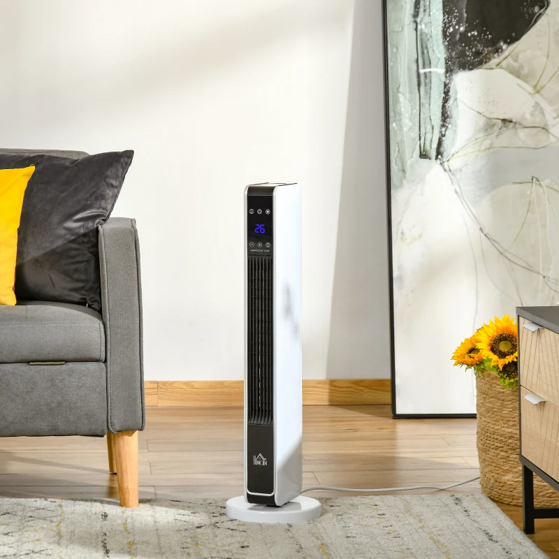 HOMCOM Radiador Eléctrico bajo Consumo 1100/2200W con Mando a Distancia Pantalla LED Temporizador 8H Blanco