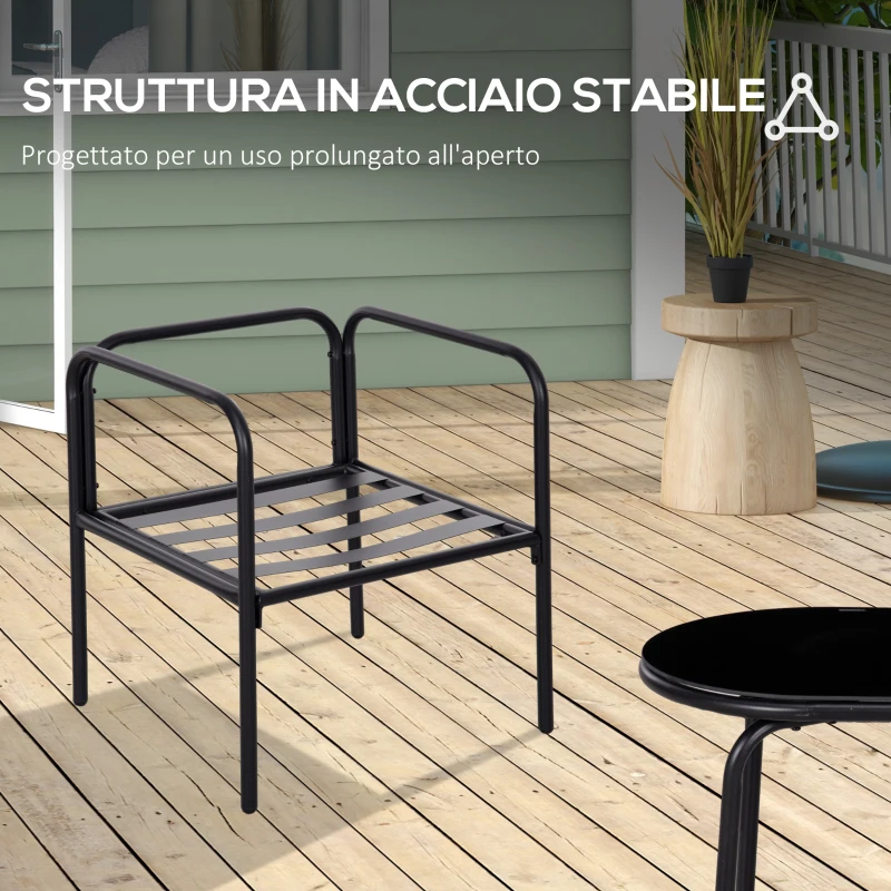 Outsunny Set da Giardino 4 Pezzi con 2 Poltrone 58x58x66 cm, Divano 116x58x66 cm e Tavolino 80x42x38 cm, Khaki