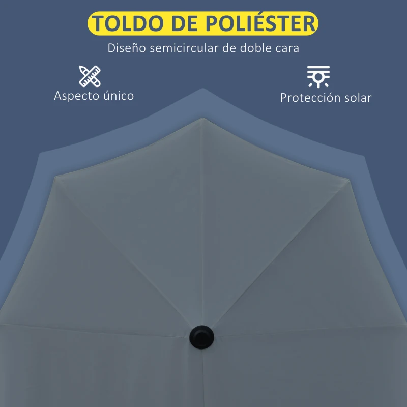 Outsunny Parasol de Terraza 200x190x240 cm con Manivela Poste de Acero y Base Cruzada Anti-UV para Terraza Balcón Gris