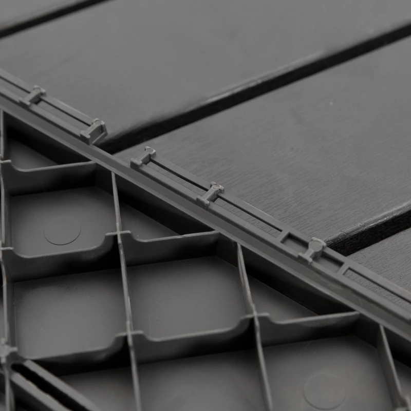 Outsunny Caillebotis - Dalles terrasse - Lot de 9 - emboîtables, Installation très Simple - Petits Carreaux Composite Plastique Imitation Bois Noir