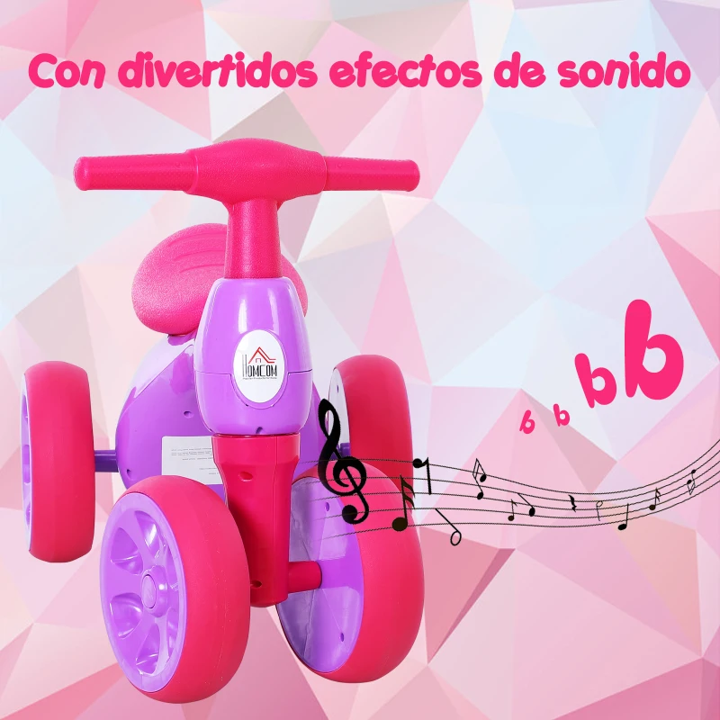 HOMCOM Bicicleta sin Pedales con Sonido y Mini Almacenamiento 57x33.5x42.5cm 20kg