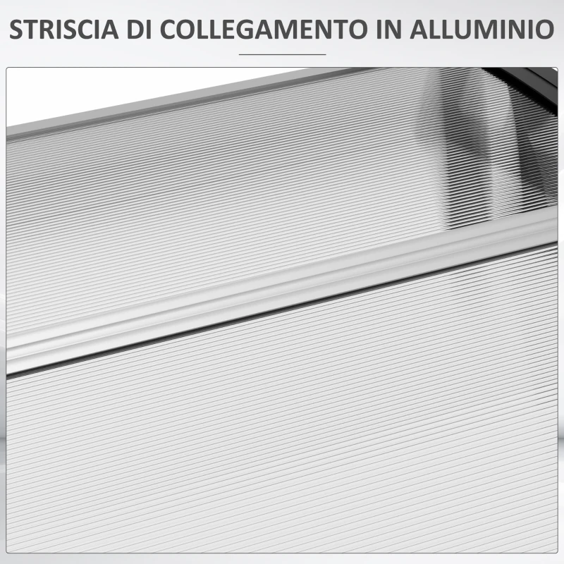 Outsunny Pensilina da Esterno per Finestre e Porte in Policarbonato e Alluminio, 200x96x27cm, Trasparente