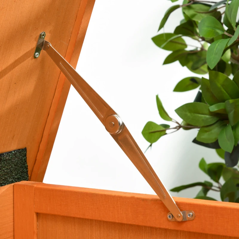 Pawhut Clapier sur pied cage à lapin avec toit ouvrant porte verrouillable tiroir à déjection coulissant bois de sapin traité dim. 90L x 45l x 65H cm bois naturel et vert