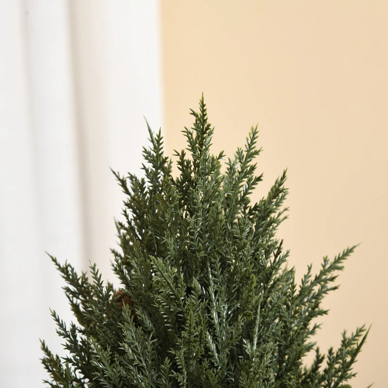 HOMCOM Mini-Weihnachtsbaum mit roten Beeren und Tannenzapfen, inkl. Übertopf 27 cm x 27 cm x 47 cm, Mehrfarbig