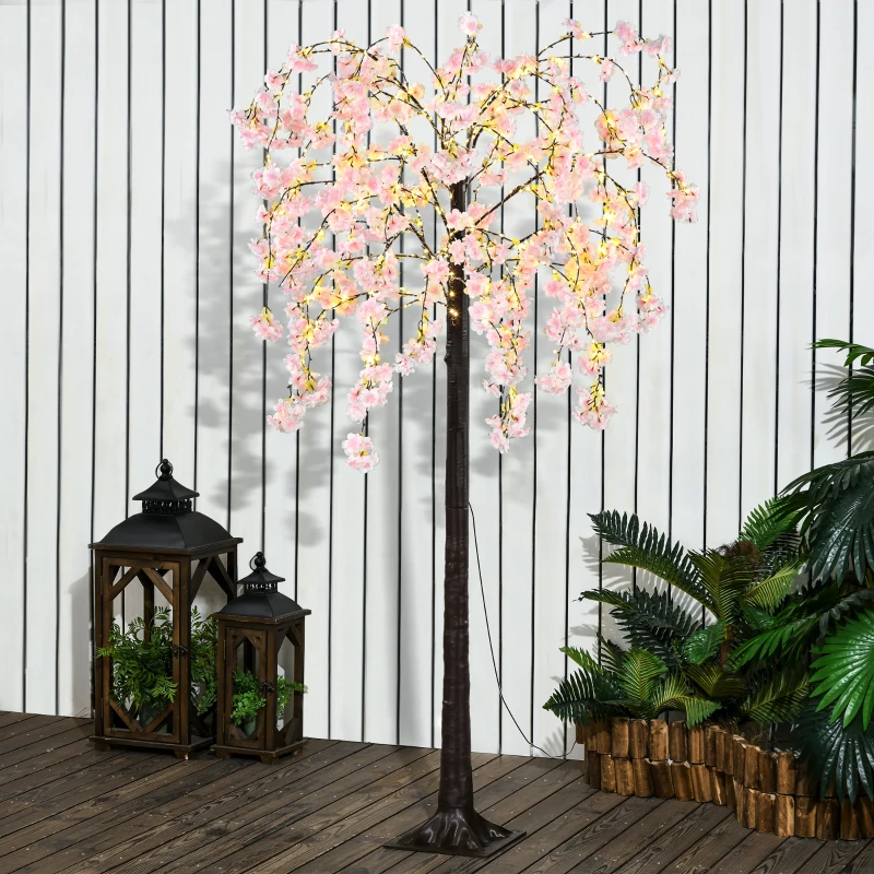 HOMCOM 450 LED Light Decorative Artificial Blossom Tree - Pink