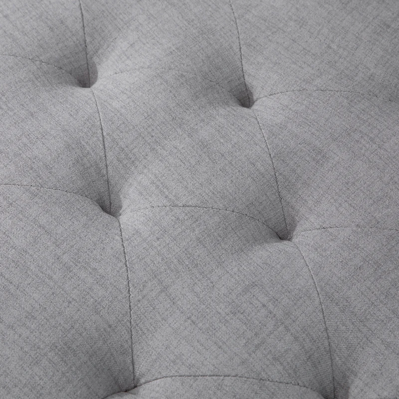 HOMCOM Banc banquette capitonnée style classique chic dim. 133L x 49l x 50H cm bois hévéa polyester gris