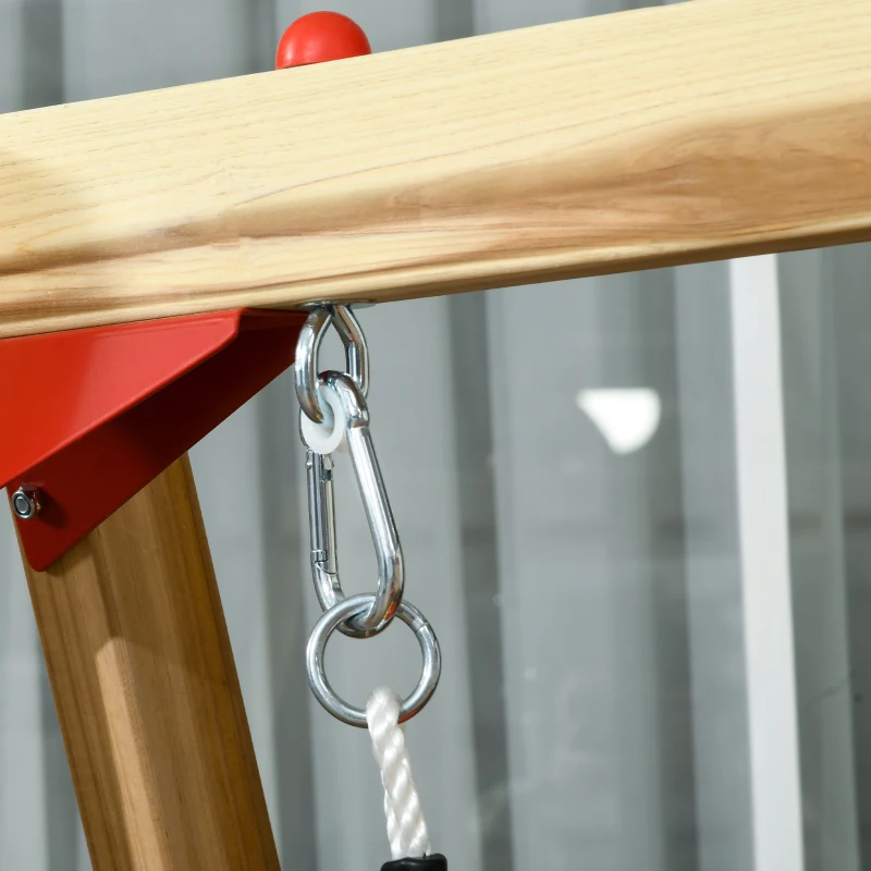 Outsunny Set con Scivolo e Altalena da Giardino per Bambini Età 18-48 Mesi, in Legno e Plastica, Rosso