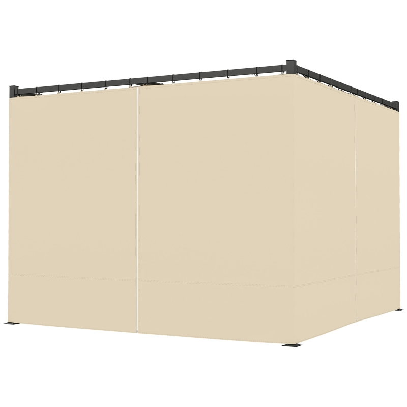 Outsunny 3 x 3m Retractable Roof Pergola, with Curtains - Khaki