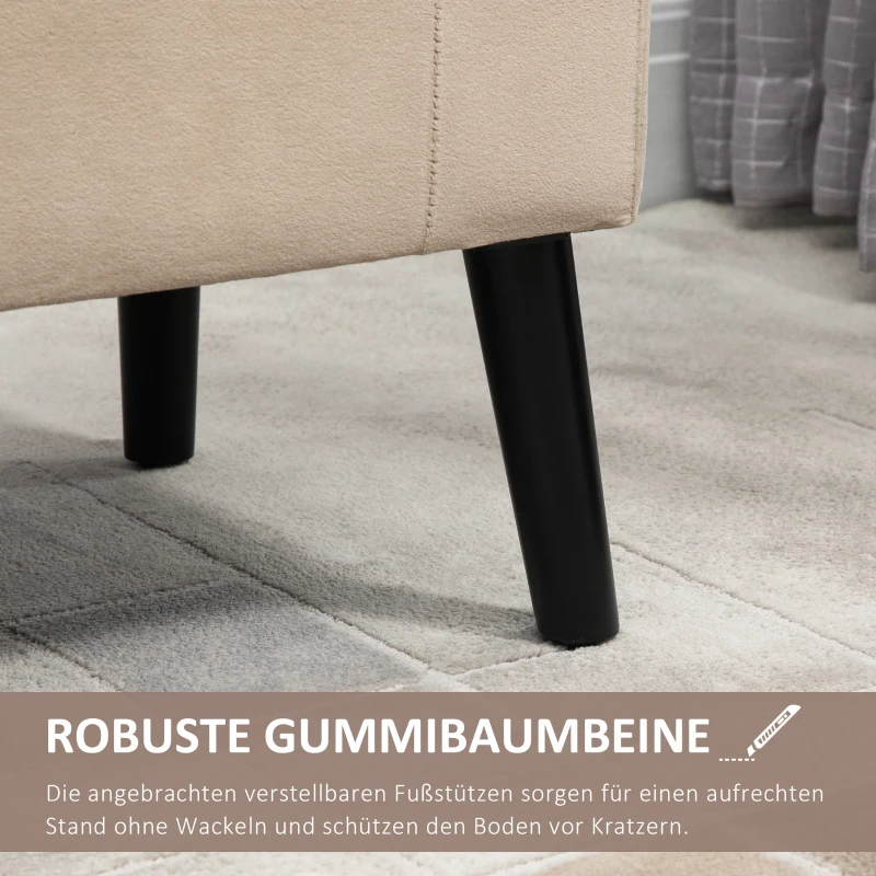 HOMCOM Polsterbank mit Stauraum, Truhenbank mit Armlehnen, 46 cm Sitzhöhe, samtartiges Polyester, 111,5 x 41 x 65 cm, Beige