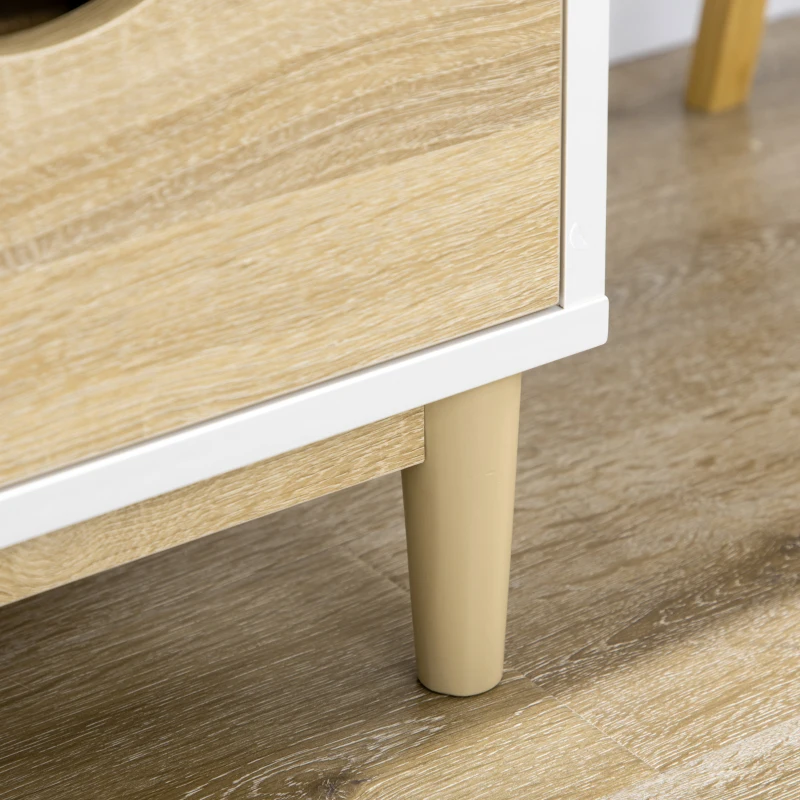HOMCOM Mueble TV de Salón Mesa para Televisores de hasta 55" con Estantes y 4 Cajones 120x40x44,5 cm Blanco y Roble