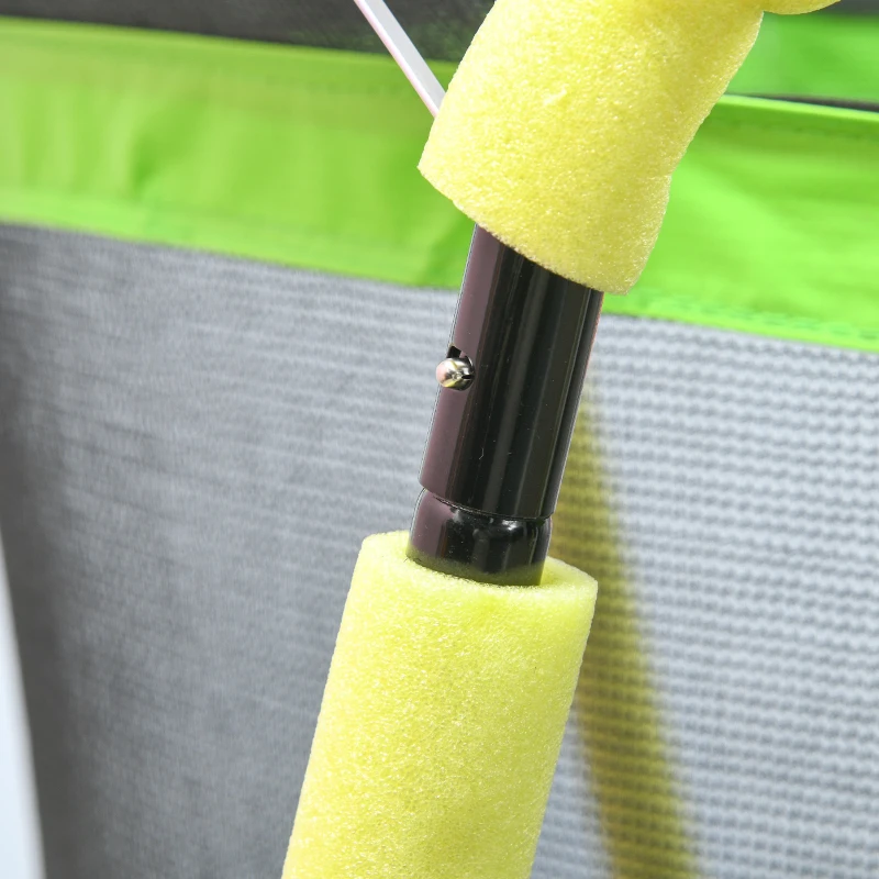 ZONEKIZ Trampolino Elastico per Bambini 3-10 Anni con Rete di Sicurezza, Canestro e Palle, Ø140x155cm, Verde