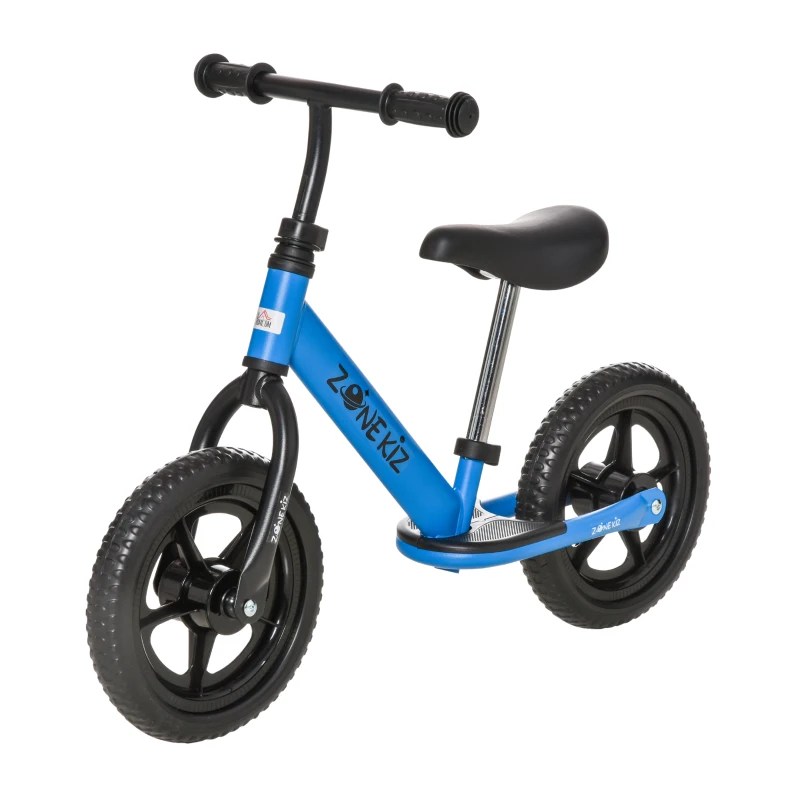 HOMCOM Bicicleta sin Pedales para Niños de +2 Años con Sillín Ajustable de 31-41 cm y Manillar Regulable Bicicleta de Equilibrio Infantil con Ruedas de 12" 89x37x55-60 cm Azul