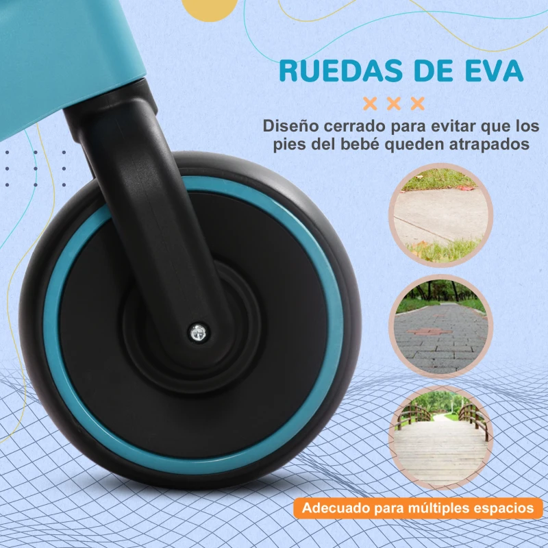 AIYAPLAY Bicicleta sin Pedales para Niños de + 18 Meses Triciclo Infantil con Sillín Ajustable en 30-36,5 cm 66,5x34x46,5 cm Azul