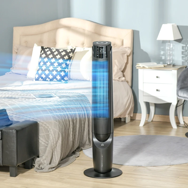 HOMCOM Ice Cooling Tower Fan, Water Conditioner Evaporative Air Cooler Unit with 4 Modes, 3 Speed, Remote Control, Timer, Oscillating for Home Bedroom, Black